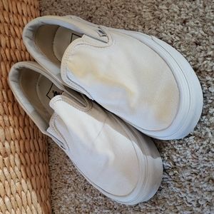 Vans White Classic Slip-Ons Canvas Skate Shoes Women's 6
